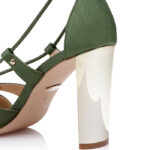 Ivy Fabric & Kid Leather Electronic Heel Sandal - Side View