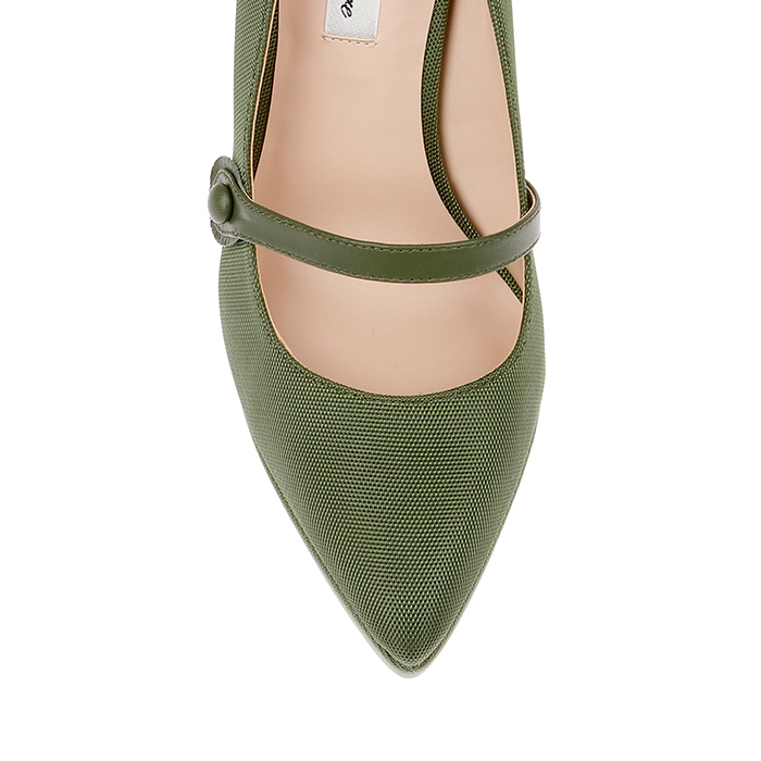 Ivy Fabric & Kid Leather Stiletto Pointed Toe Pump - Side View