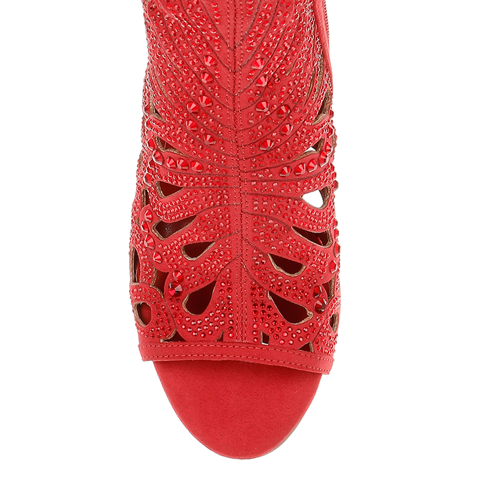 American Beauty Microsuede & Hotfix Stiletto Sandal - Back View