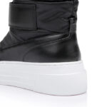 Black Cow Leather & Fabric Puff Booty - Close-up View