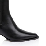 Black Cow Leather Ankle Boot - Close-up View