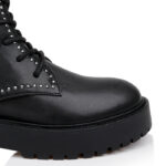 Black Synthetic Leather Boots - Close-up View