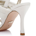 Cream Kid leather & Mesh High Heel Sandal - Close-up View