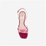 Cyclamen & Raspberry Rose Kid leather Block Heel Sandal - Back View