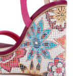 Raspberry Rose Kid Lea Wedge Sandal - Close-up View